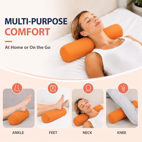Neck Roll Pillow, Cervical Neck Pillow Bolster Pillow for Sleeping - color: Clay Orange