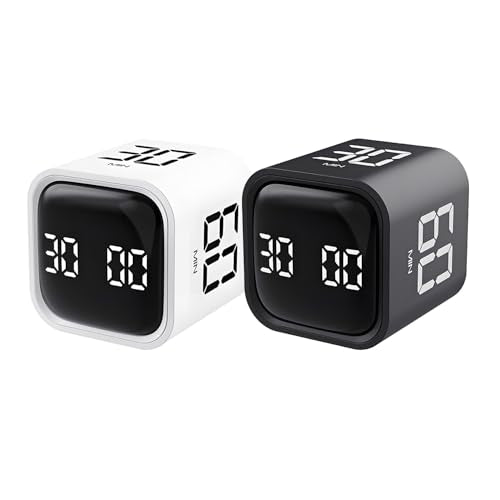 Qumox Pomodoro Timer, Cube Productivity Timer with Adjustable Sound and Vibration Alert, Ideal for Work, Office, ADHD, Study, and Tasks - 5/10/30/60 Minutes & Custom Countdown - Black - color: Black