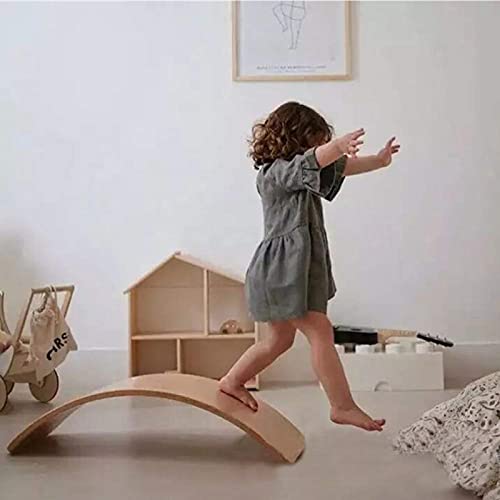 Gentle Monster Wobble Balance Board, Wooden Montessori Toy Rocker Board Natural Wood Kids Toddler Open Ended Learning Toy Yoga Curvy Board for Adult Office Classroom Christmas Gifts - color: Natural