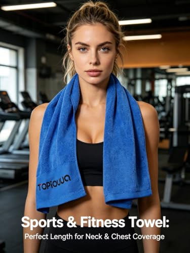 Sports Towels 2-Pack, Ultra-Soft 100% Cotton Quick-Dry Gym Towels | Sweat absorbing, quick dry, skin friendly. For gym, yoga, cycling, hiking, travel. 12.5x43.5 inch. Washable.