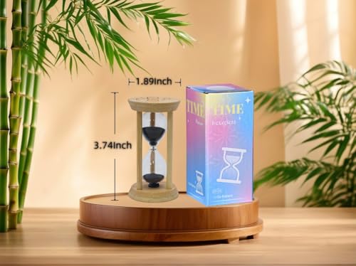 Black Sand Timer,2Min Wood Sandglass Clock - Modern Hourglass Watch with 100% Bamboo Frame for Kids Games Classroom Kitchen Home Office Decor(Black+2Min) - color: Black, size: 2Min