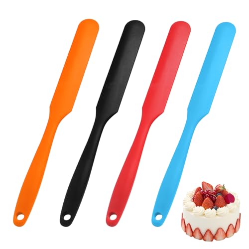 4 Pcs Heavy-Duty Silicone jar Spatula Set | Extra Long Silicone Spatula(11") Heat Resistant for Baking, Resin Art, Waxing Kit Accessories (4 Colors) - color: Black, red, blue, orange