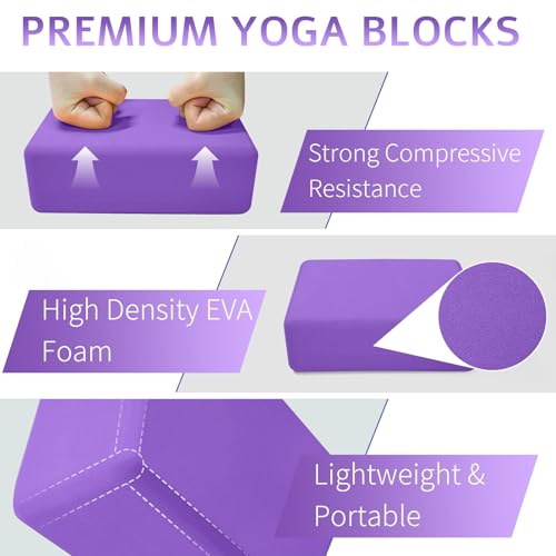 2 Pack Yoga Blocks, Lightweight 3x6x9in Yoga Bricks - color: 2PACK-Deep Purple