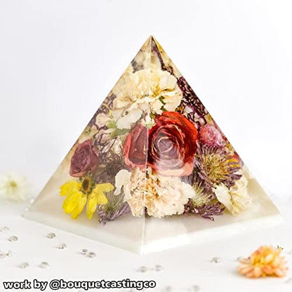 RESINWORLD Super Large Clear Silicone Pyramid Molds for Resin, 2Pcs Inner Pyramid Silicone Molds + 1Pcs Plastic Frame, Shiny Resin Mold for Chakra Orgonite Orgone DIY