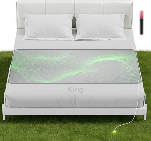 Graphene Grounding Mat for Bed, Sleep & Pain Relief, King Size | Conductive Graphene Material with 15ft Cord & 100K Ohm Safety Resistor, Grounding Mat for Bed, Desk, Office & Couch - size: King