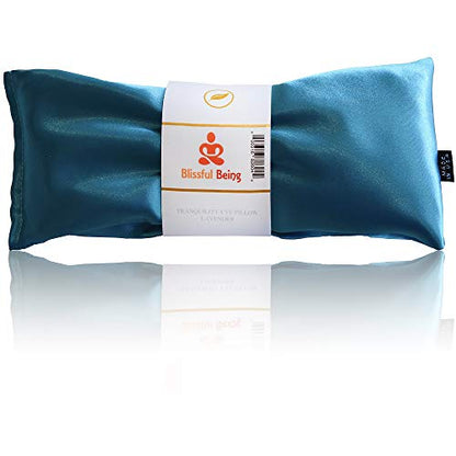 Lavender Eye Pillow | Hot or Cold Weighted Satin Eye Mask Perfect for Sleeping, Yoga, Meditation | Gifts for Women, Birthday, Teachers | Natural Herbal Relaxation | Made in USA (Aqua) - color: Aqua