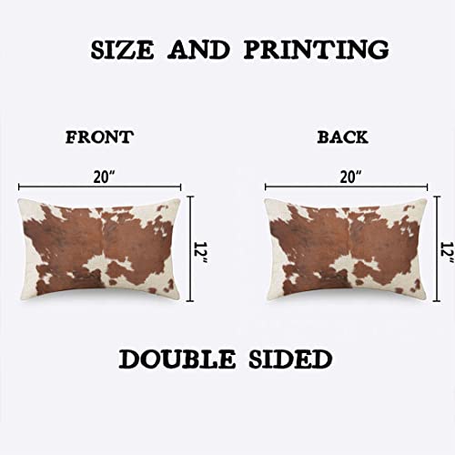 TKS MITLAN Brown Cowhide Throw Pillow Case Cushion Cover for Use As A Background in Full Frame Linen Couch Bed Sofa Car Waist Cushion Cover 12 x 20 inch - color: Brown Cowhide, size: 20" x 12" (Pack of 1)