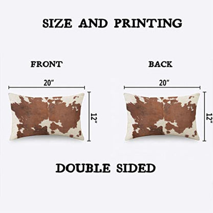 TKS MITLAN Brown Cowhide Throw Pillow Case Cushion Cover for Use As A Background in Full Frame Linen Couch Bed Sofa Car Waist Cushion Cover 12 x 20 inch - color: Brown Cowhide, size: 20" x 12" (Pack of 1)