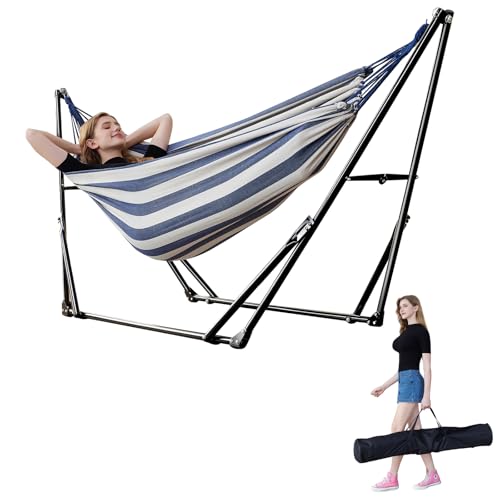 Portable Hammock with Stand for Outside or Inside,No Tree Required - color: Blue