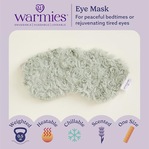 warmies Microwavable Eye Mask, Weighted Sleep Mask, Curly Sage Green - color: Curly Sage Green