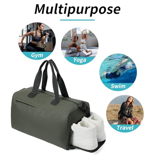 Handbag for Women Yoga Bag Large Capacity Yoga Pad Buckle with Shoe Compartment Water Bottle Sports Gym Bag Travel - color: B02-green