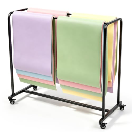 DaisyInner Yoga Mat Storage Rack with Wheels Holds up to 60-120 Yoga Mats Alloy Steel Rolling Exercise Mat Cart 54.5 x 48.5 x 25.5 Inches for Commercial Gym Studio School