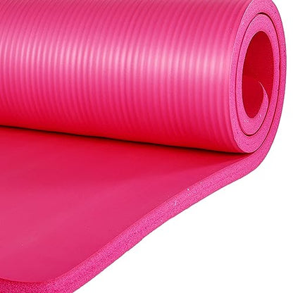 BalanceFrom 71x24 Inches Yoga Mat with Knee Pad and Optional Blocks – Extra 1-Inch Thick Non-Slip Foam with Anti-Tear Surface and Carrying Strap for Home, Studio, or Gym Workouts - color: Pink, style: Mat & Knee Pad
