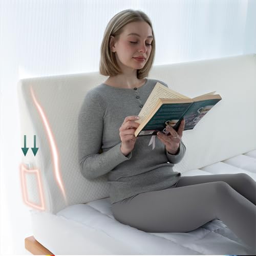 Headboard Wedge Pillow High-Resilience Daybed Pillow Foam Cushion | Ergonomic Incline for Back, Neck & Shoulder Support, with Washable Anti-Pilling Cover, White 39"x11.8"x19.68"Twin - color: White(high), size: Twin