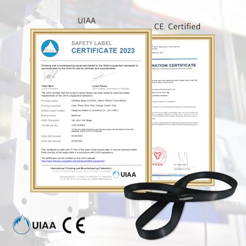 NewDoar 16mm Climbing Sling UIAA CE Certified,23KN EN566 Certified,Climbing Utility Cord Rock Climbing,Creating Anchors System,Rappelling Gear,Perfect for Tree Work - color: Black, size: 48"/120cm/3pcs