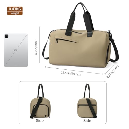 Handbag for Women Yoga Bag Large Capacity Yoga Pad Buckle with Shoe Compartment Water Bottle Sports Gym Bag Travel - color: B04-khaki