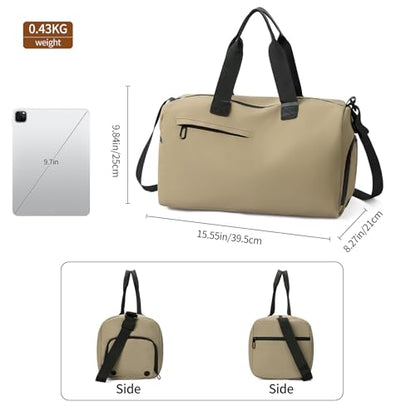 Handbag for Women Yoga Bag Large Capacity Yoga Pad Buckle with Shoe Compartment Water Bottle Sports Gym Bag Travel - color: B04-khaki