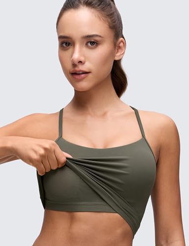 CRZ YOGA Butterluxe Y Back Crop Tank Tops - color: Light Army Green, size: Large