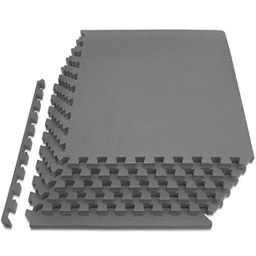 ProsourceFit Weaved Pattern Extra Thick Exercise Puzzle Mat ¾-inch, EVA Foam Interlocking Tiles for Protective, Cushioned Flooring for Home and Gym Equipment; Grey, 24 SQ FT, 6 Tiles - color: Grey, size: 6 Pack (24 SQ FT)