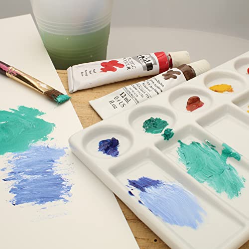 The Beadsmith Ceramic Mixing Palette – Rectangle Design Paint Holder – Arts and Crafts Accessories Organizer – 7.7' x 4.3' x .4” – 12 Compartments, (4 Palettes) - size: 7.7" x 4.3" x 0.4"
