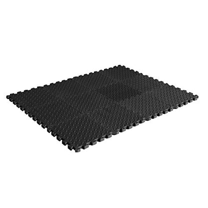 CAP Barbell Exercise Mat Interlocking Puzzle Mat, Diamond Plate Texture, Covers 12 Sq Ft, Black 12 x 12 x 1/2