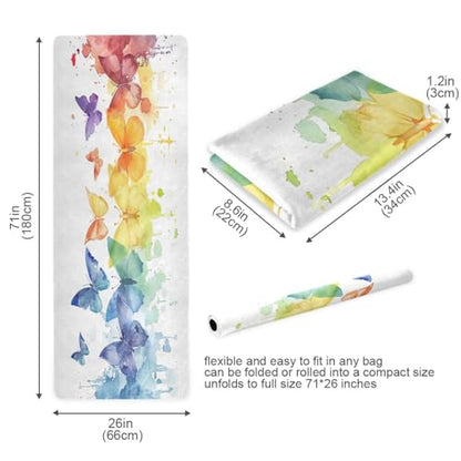 Dragonfly Painting Yoga Mat Non-Slip Fitness Mat for Pilates, Workout & Home Gym, 71x26 Inch Yoga Mats for Enhanced Yoga Practice - color: A02