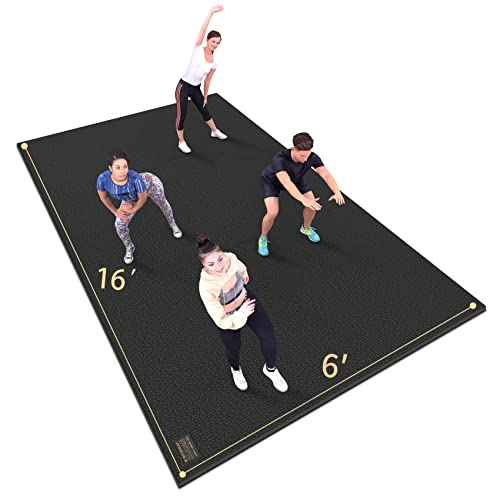 GXMMAT Extra Large Exercise Mat 16'x6'/12'x6'/10'x6'/8'x6'(7mm) - color: Black Real, size: 6*16 FT