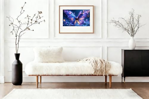Magical Butterfly Diamond Art Kit for Adults Sparkly Fantasy Gem 16x12" | Full round drill magical purple blue butterfly DIY gem painting canvas for wall decor and gift. Size: 16x12 inch. - color: FMA010