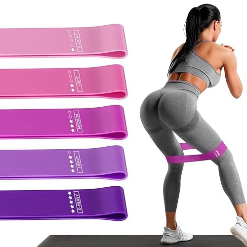 Resistance Loop Exercise Bands, Resistance Bands Exercise Bands for Home Fitness, Stretching, Strength Training, Physical Therapy,Elastic Workout Bands for Women Men Kids, Set of 5 - color: Assorted
