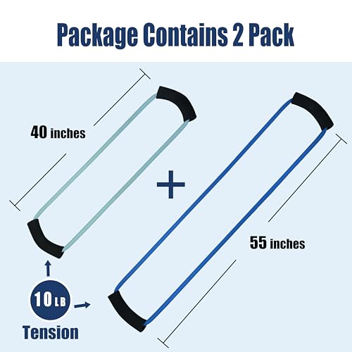 [Set of 2] Figure 8 Fitness Resistance Bands with Soft Handles, Skin-Friendly Natural Latex Elastic Loop,10-15 Pound Tension, Long and Short Stretch, Exercise and Workout for Men and Women