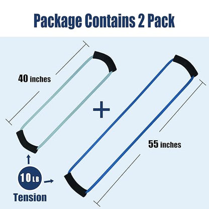 [Set of 2] Figure 8 Fitness Resistance Bands with Soft Handles, Skin-Friendly Natural Latex Elastic Loop,10-15 Pound Tension, Long and Short Stretch, Exercise and Workout for Men and Women