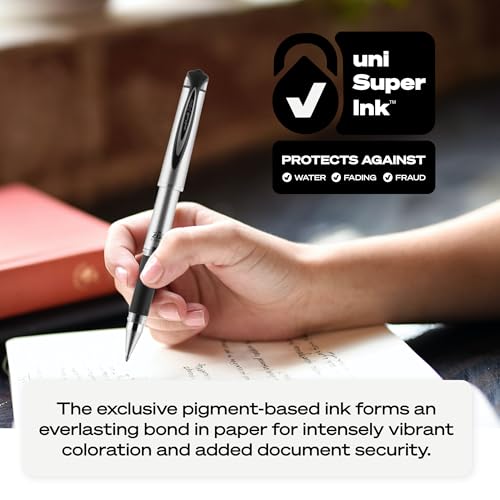 uni-ball Signo 207 Impact Stick Gel Pen, 4 Black Pens, 1.0mm Bold Point Gel Pens, Smooth Writing, Archival-Quality Ink, Acid-Free, Superior Comfort | Bold gel ink lay-down for pronounced lettering, fraud-resistant uni Super Ink, water & fade-resistant, co