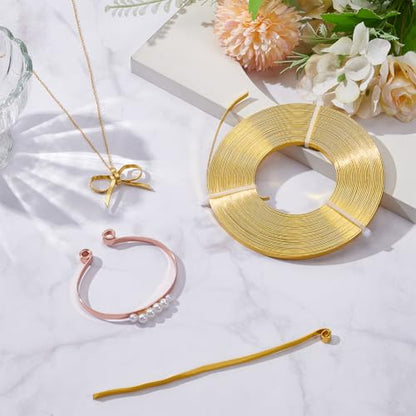 BENECREAT 32 Feet 5mm Wide Flat Jewelry Craft Wire 18 Gauge Gold Metal Aluminum Wire for Bezel, Bracelet DIY, Sculpting, Armature and Jewelry Making - color: Gold, size: 5mm