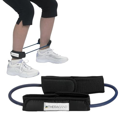 THERABAND Resistance Tubes, 12" Padded Cuffs, Blue, Extra Heavy, Level 4 | Durable, rubber. For home, travel, gym. Elastic, fitness, strength, training. - color: Level 4 / Extra Heavy - Blue