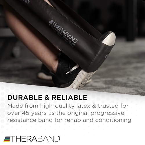 THERABAND Professional Resistance Band, Black Level 5 Special Heavy, 5 ft | Portable, lightweight, latex. For desk, recovery, gym. Therapy, physical, fitness, strength. - color: Level 6 / Super Heavy - Black
