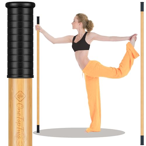 5ft Yoga Stick from Natural Bamboo with Non-Slip Handle-Stretching Stick for Mobility, Flexibility,Exercise,Workout, Physical Therapy,Pilates,Balance Fitness-Access Online Video Guide Without Any Info - color: Black Ends5ft