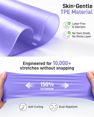Renoj Pilates Flexbands, 5-Pack Latex-Free Resistance Bands Set – Exercise Bands for Pilates, Yoga, Stretching & Physical Therapy | Home Gym Equipment for Women & Men - color: Purple