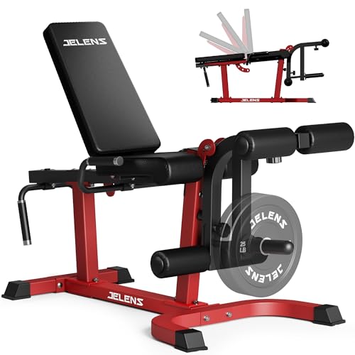 JELENS J10 Leg Extension and Curl Machine, Adjustable Leg Curl Machine for Home Gym, Seated Leg Extension and Lying Curl Machine for Lower Body Workouts - color: Red, size: Classical