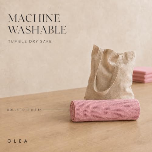 Olea Pilates Mat Towel, Designed for Pilates, Non-Slip Grip, 72x24, Pink