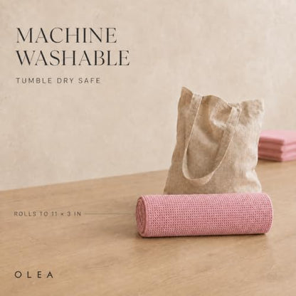 Olea Pilates Mat Towel, Designed for Pilates, Non-Slip Grip, 72x24, Pink