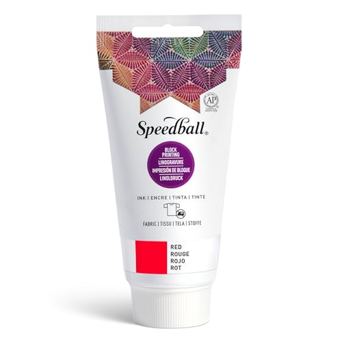 Speedball Fabric Block Printing Ink, 2.5-Ounce, Red - Print on Textiles & Paper - Made in USA - color: Red, size: 2.5 fl oz