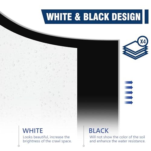 Crawl Space Vapor Barrier, 10 Mil 10x100' Black/White Panda Film | Thick Plastic Sheeting, Plastic Drop Cloth Covering for Crawlspace Encapsulation, Suitable for Commercial and Residential Use - size: 10mil 10'x100'