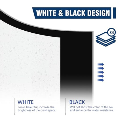 Crawl Space Vapor Barrier, 10 Mil 10x100' Black/White Panda Film | Thick Plastic Sheeting, Plastic Drop Cloth Covering for Crawlspace Encapsulation, Suitable for Commercial and Residential Use - size: 10mil 10'x100'
