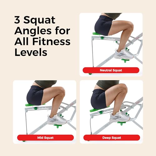 Sunny Health & Fitness Smart Row-N-Ride Glute & Leg Trainer, Foldable Squat Assist Rower with Exclusive SunnyFit App Connection - color: Green