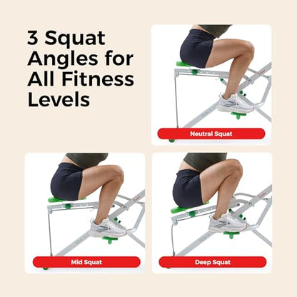 Sunny Health & Fitness Smart Row-N-Ride Glute & Leg Trainer, Foldable Squat Assist Rower with Exclusive SunnyFit App Connection - color: Green