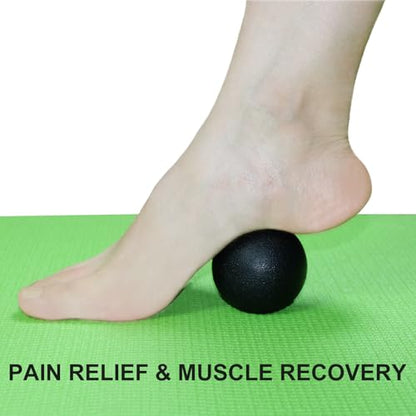 SIMPLECOOL Hard Massage Ball Lacrosse Ball Size Fascia Balls, 2 Pack, Black | For Trigger Point Deep Tissue Myofascial Release Muscle Relax Plantar Fasciitis Relief Physiotherapy Yoga Pilates - color: Black