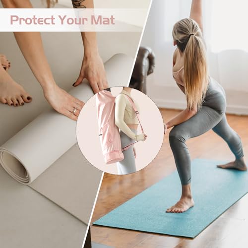 Yoga Mat Bag, Yoga Bag with Adjustable Strap and Pockets - color: Beige