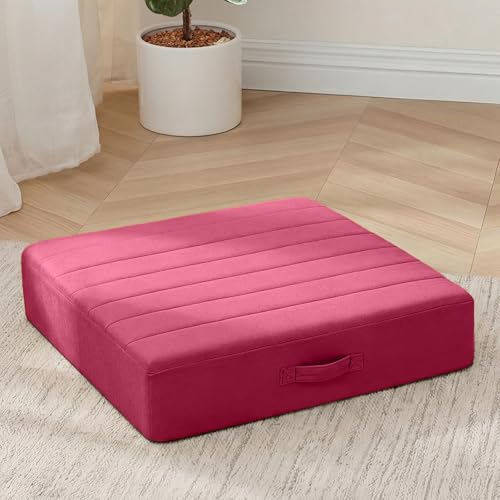 MeMoreCool Square Floor Pillow 22x22 Inch, Wine Meditation Cushion - color: Magenta, size: 22 Inch