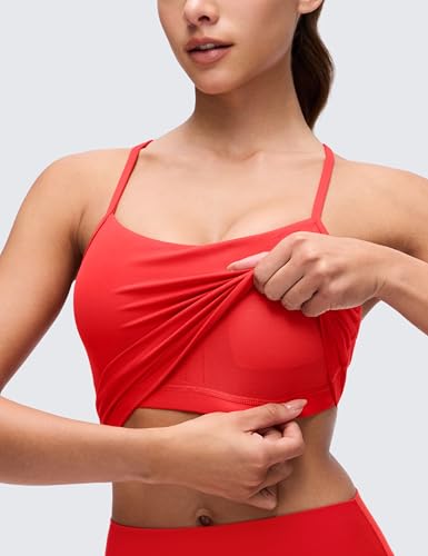 CRZ YOGA Butterluxe Y Back Crop Tank Tops - color: Deep Red, size: Small