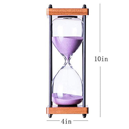 Large Hourglass Timer 60 Minute, Decorative Wooden Sandglass, Purple - color: Purple Sand